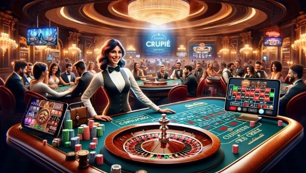 Dealer Live Baccarat CSB135 sedang membagikan kartu di meja premium dengan tampilan skor real-time